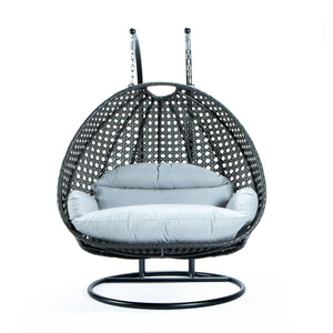 Chair Swings Double Hanging Nest Chair in Charcoal Wicker
