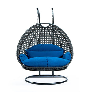 Chair Swings Double Hanging Nest Chair in Charcoal Wicker