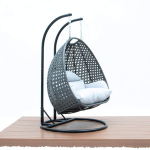 Chair Swings Double Hanging Swing Chair in Charcoal Wicker