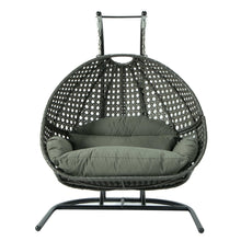Load image into Gallery viewer, Chair Swings Double Portable Hanging Chair Swing in Charcoal Wicker