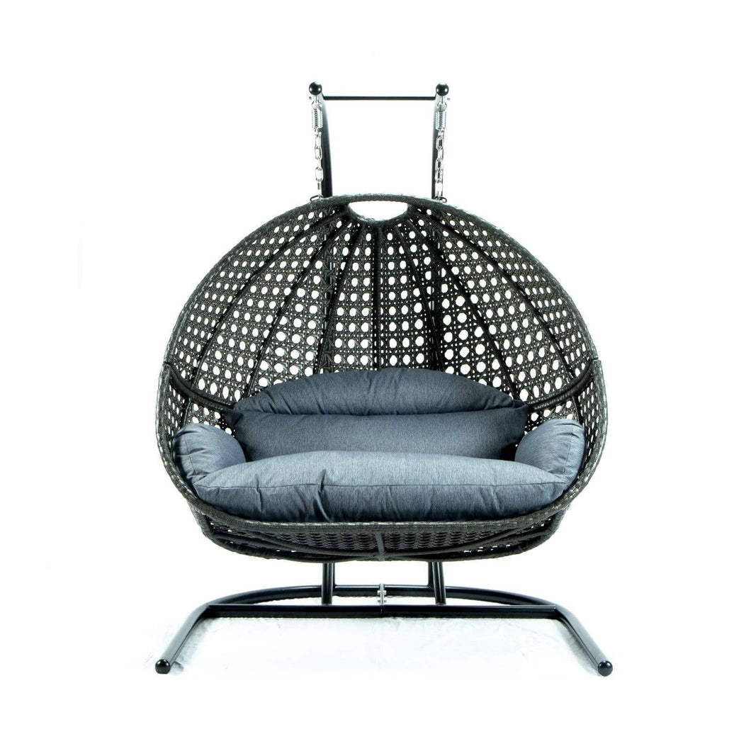 Chair Swings Double Portable Hanging Chair Swing in Charcoal Wicker