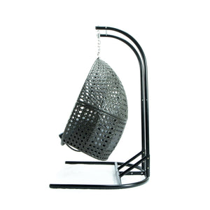 Chair Swings Double Portable Hanging Chair Swing in Charcoal Wicker