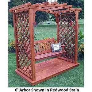 The Peaceful Place Red Cedar Arbor Deck with Swing - Nested Porch Swings