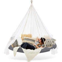 Load image into Gallery viewer, Hanging Bed Charcoal Classic Medium TiiPii Bed Hanging Daybed with Deluxe Bronze Stand