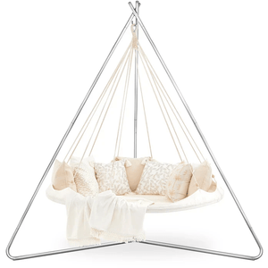 Hanging Bed Natural White Classic Medium TiiPii Bed Hanging Daybed with Deluxe Chrome Stand