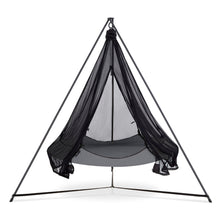 Load image into Gallery viewer, Porch Swings Black Hangout Pod Round Hammock Swing with Stand and Mosquito Net Set in Gray