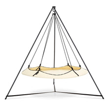 Load image into Gallery viewer, Porch Swings Hangout Pod Round Hammock Swing &amp; Stand Set in Cream and Black
