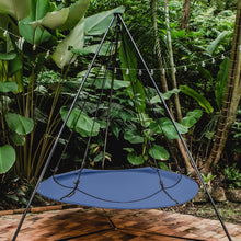 Load image into Gallery viewer, Porch Swings Hangout Pod Round Hammock Swing &amp; Stand Set in Ink Blue