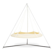 Load image into Gallery viewer, Porch Swings Hangout Pod Round Hammock Swing &amp; White Stand Set in Cream