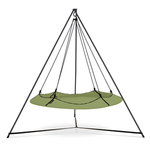 Porch Swings Hangout Pod Round Hammock Swing with Stand and Black Pod Cover Set in Sage