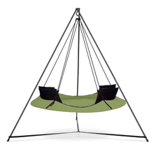 Load image into Gallery viewer, Porch Swings Hangout Pod Round Hammock Swing with Stand and Black Pod Cover Set in Sage
