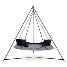 Load image into Gallery viewer, Porch Swings Hangout Pod Round Hammock Swing with Stand and Black Stand Cover Set in Gray