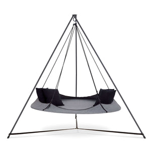 Porch Swings Hangout Pod Round Hammock Swing with Stand and Mosquito Net Set in Gray