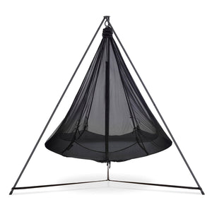 Porch Swings Hangout Pod Round Hammock Swing with Stand and Mosquito Net Set in Gray