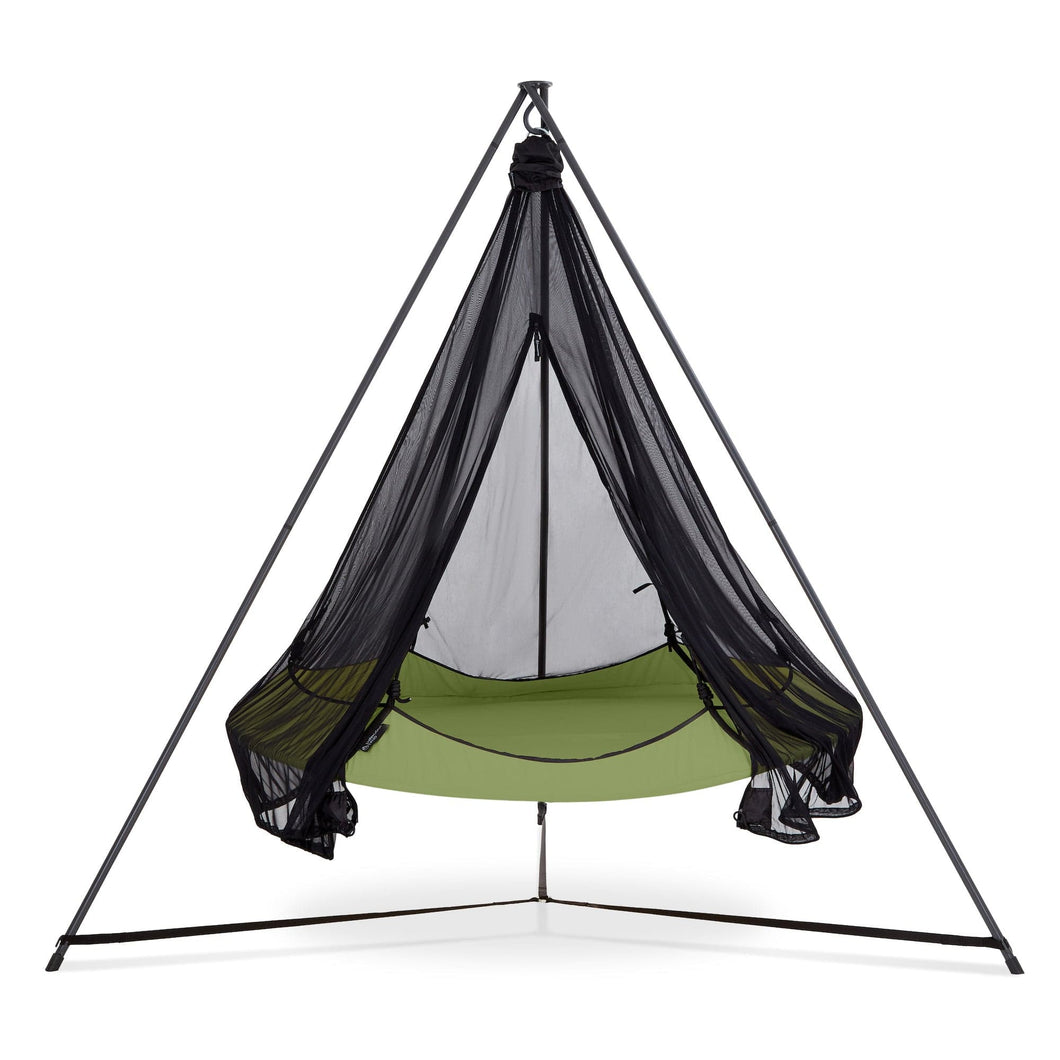 Porch Swings Hangout Pod Round Hammock Swing with Stand and Mosquito Net Set in Sage