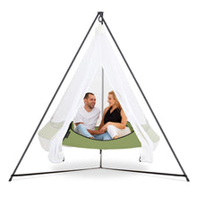Load image into Gallery viewer, Porch Swings Hangout Pod Round Hammock Swing with Stand and Mosquito Net Set in Sage